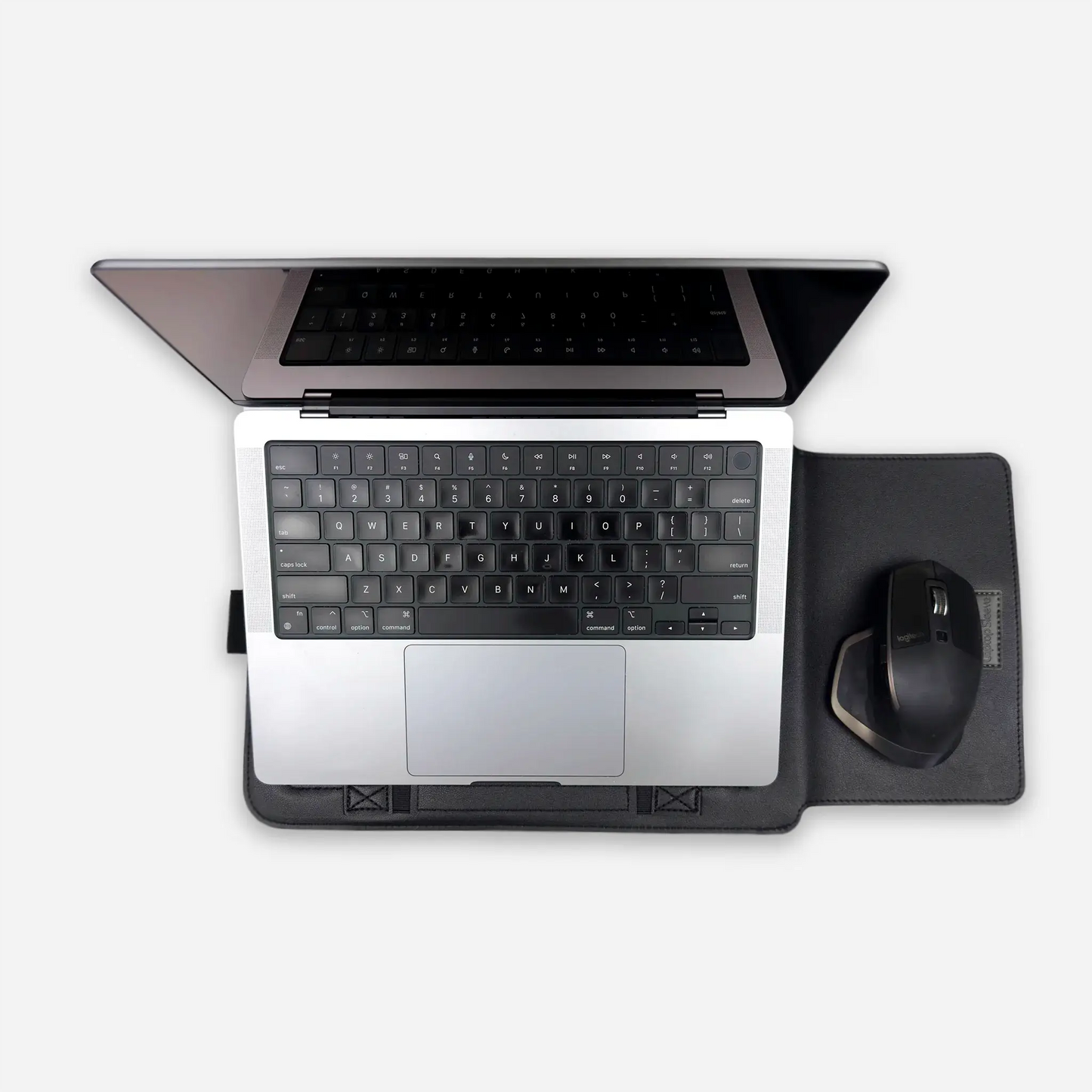 ALYN Laptop Sleeve Stand Birds Eye View with Extended Mousepad Black