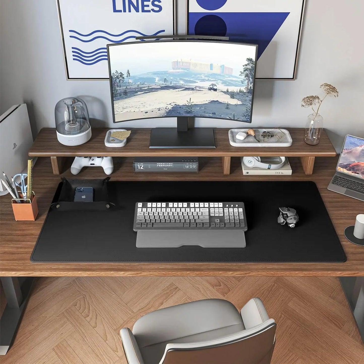 NODE Dual Sided Desk Mat Setup Large Black