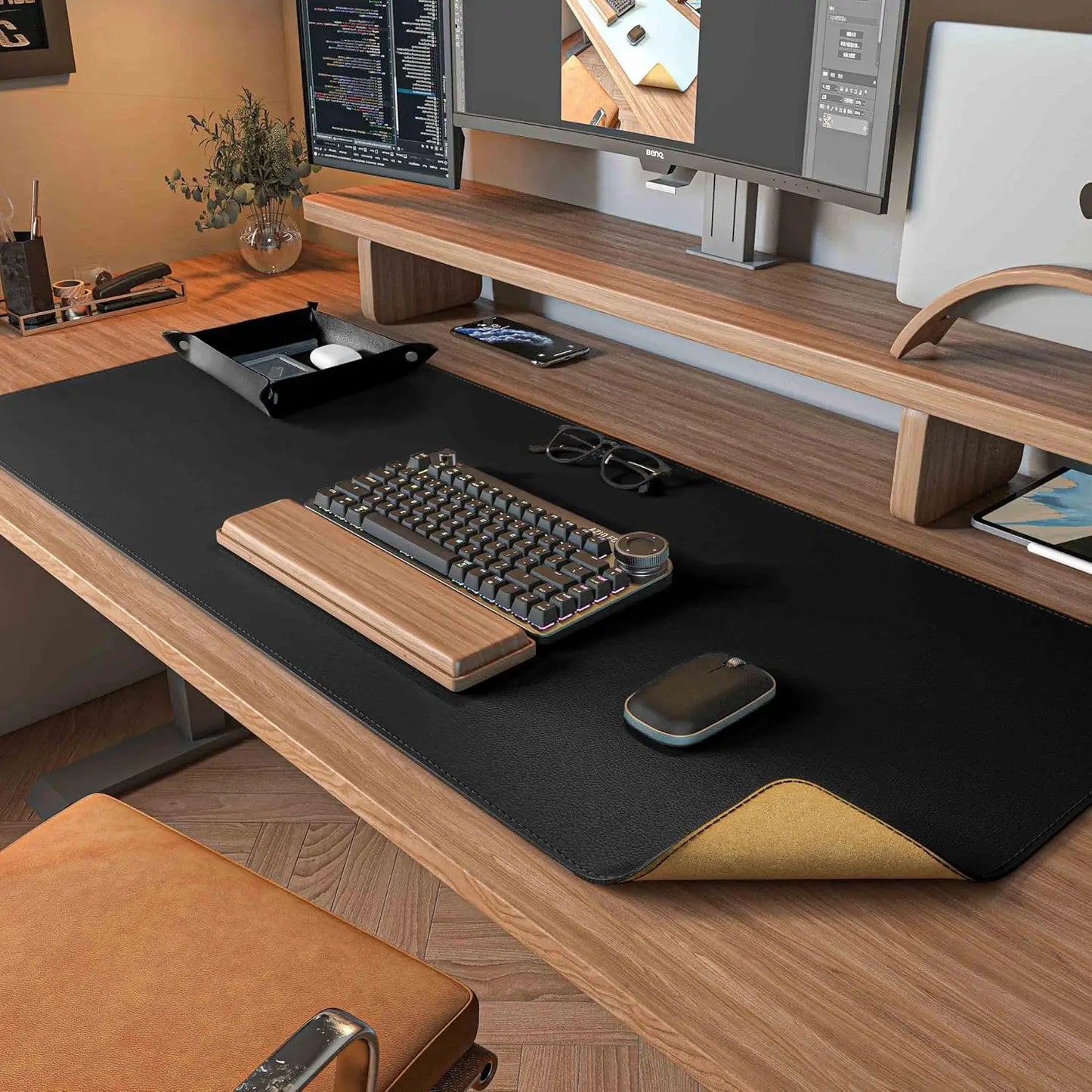 NODE Dual Sided Desk Mat Setup Large Side Black